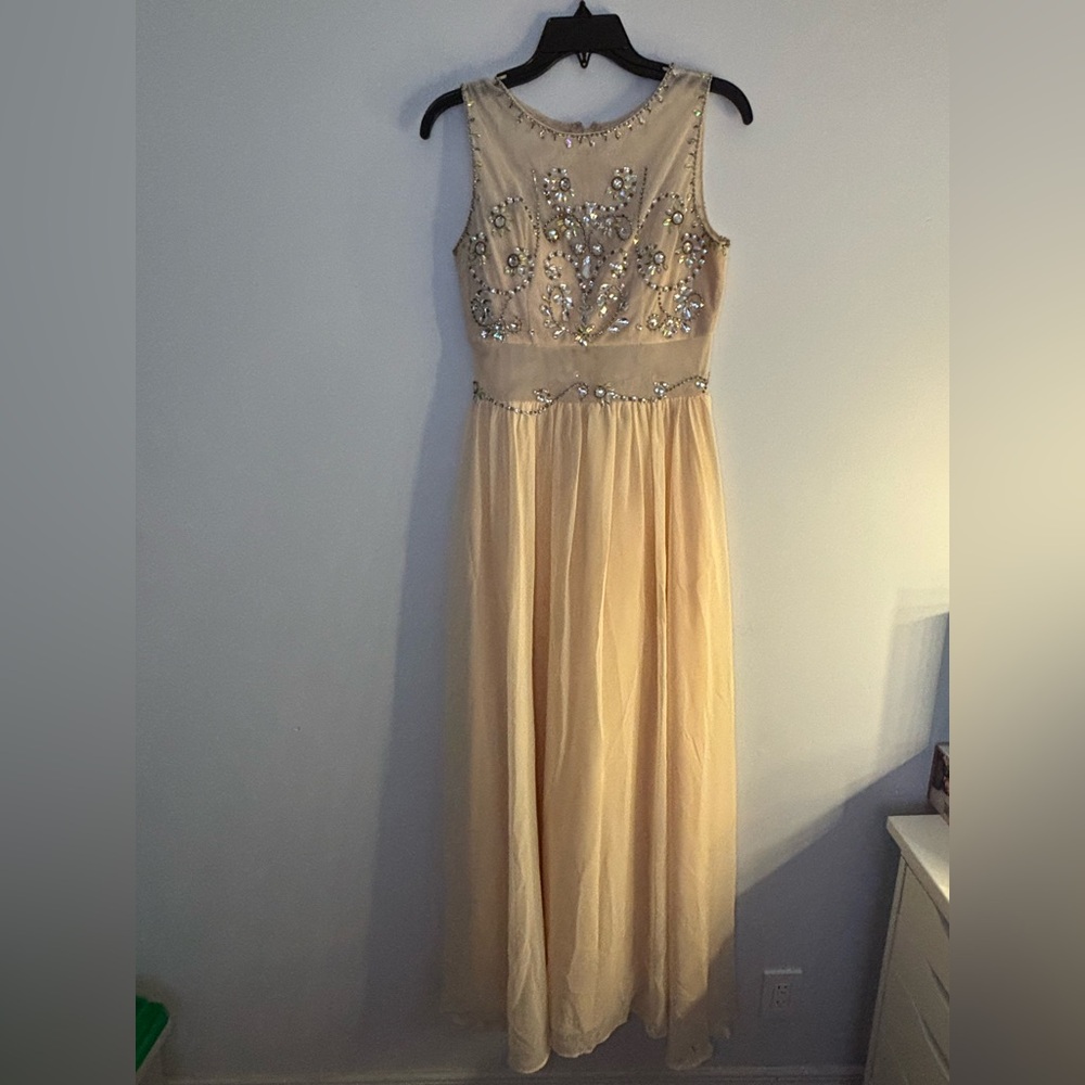 Elegant Embellished Cream Dress